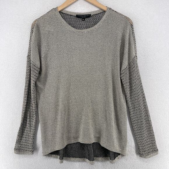 GENERATION LOVE Sweater M/L Metallic Mesh Open Knit Pullover Gray USA - Picture 1 of 12